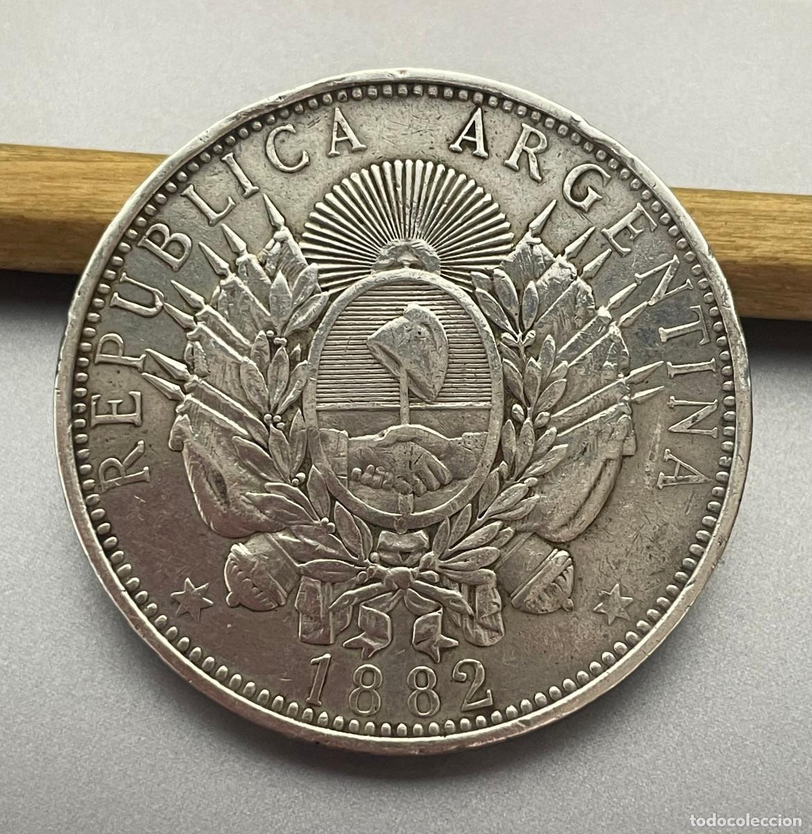 Monedas antiguas de Am&eacute;rica: Un peso Rep&uacute;blica Argentina 1882