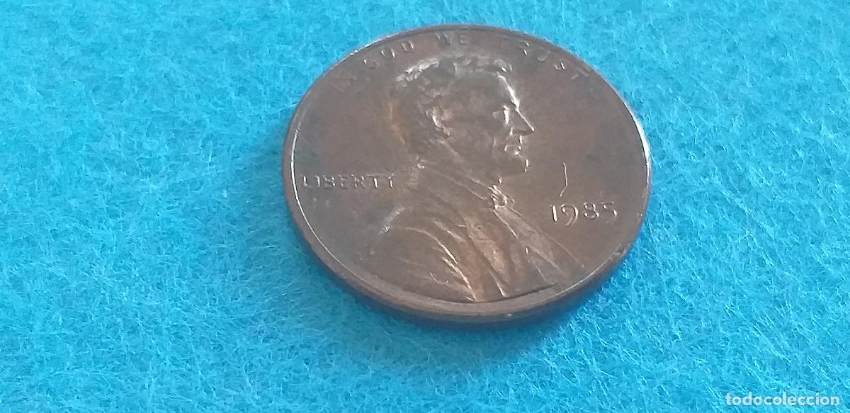 Monedas antiguas de Am&eacute;rica: MONEDA USA. ONE CENT. A&Ntilde;O 1985. ANVERSO ABRAHAM LINCOLN. REVERSO MONUMENTO A LINCOLN