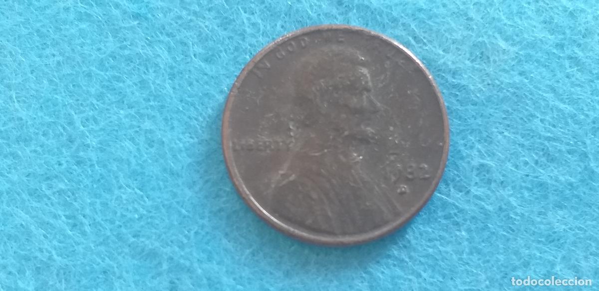 Monedas antiguas de Am&eacute;rica: MONEDA USA. ONE CENT. A&Ntilde;O 1982. D. ANVERSO ABRAHAM LINCOLN. REVERSO MONUMENTO A LINCOLN