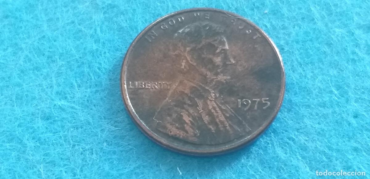 Monedas antiguas de Am&eacute;rica: MONEDA USA. ONE CENT. A&Ntilde;O 1975. ANVERSO ABRAHAM LINCOLN. REVERSO MONUMENTO A LINCOLN