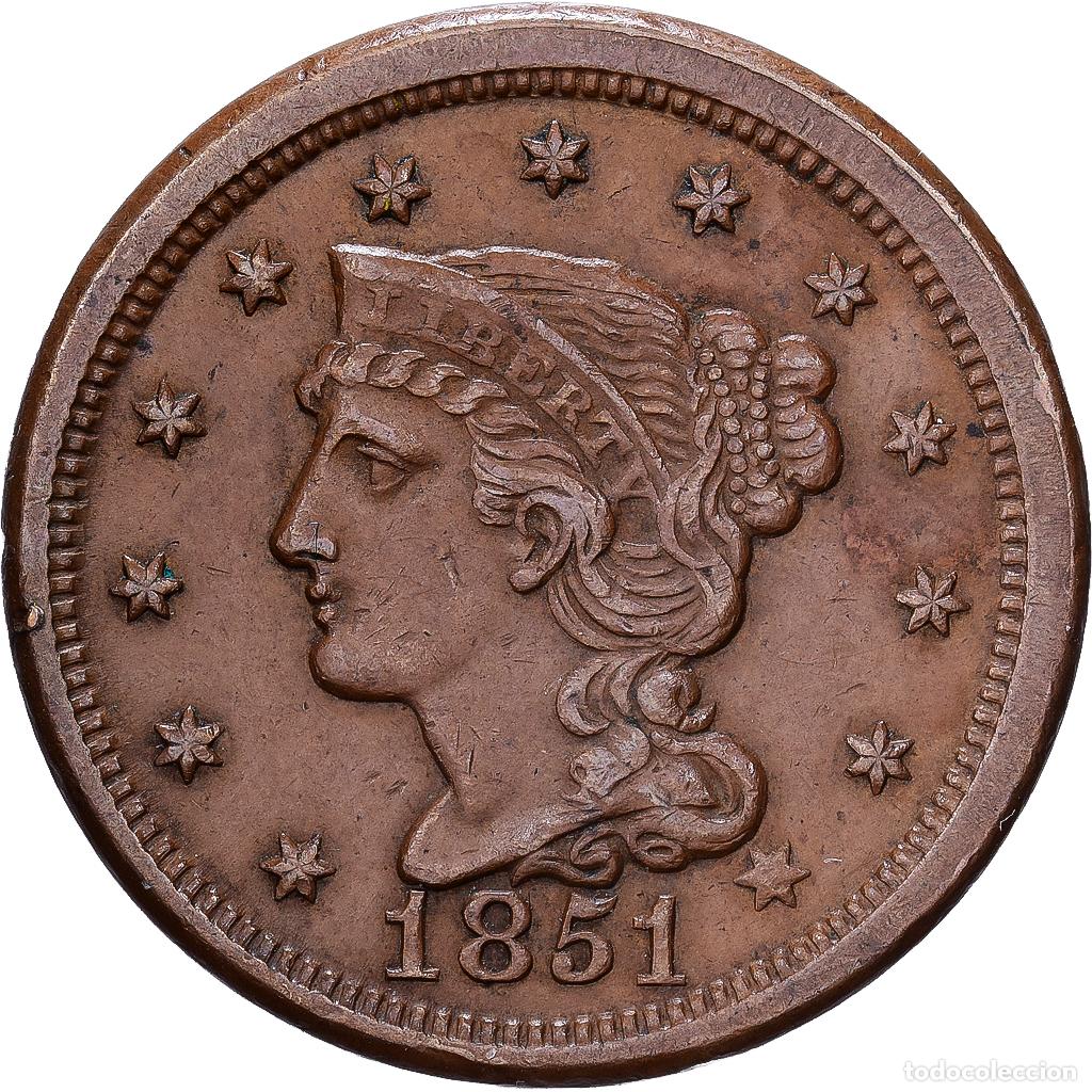 Monedas antiguas de Am&eacute;rica: [#1203070] Estados Unidos, Cent, Braided Hair Cent, 1851, Philadelphia, Cobre, EBC, KM:67