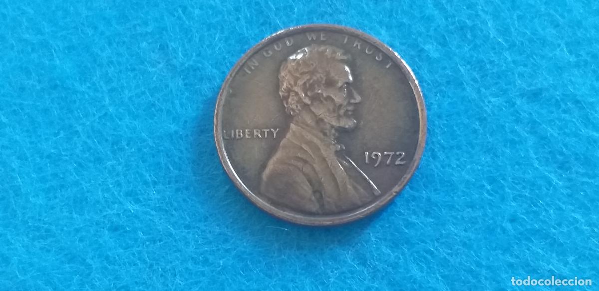 Monedas antiguas de Am&eacute;rica: MONEDA USA. ONE CENT. A&Ntilde;O 1972. ANVERSO ABRAHAM LINCOLN. REVERSO MONUMENTO A LINCOLN