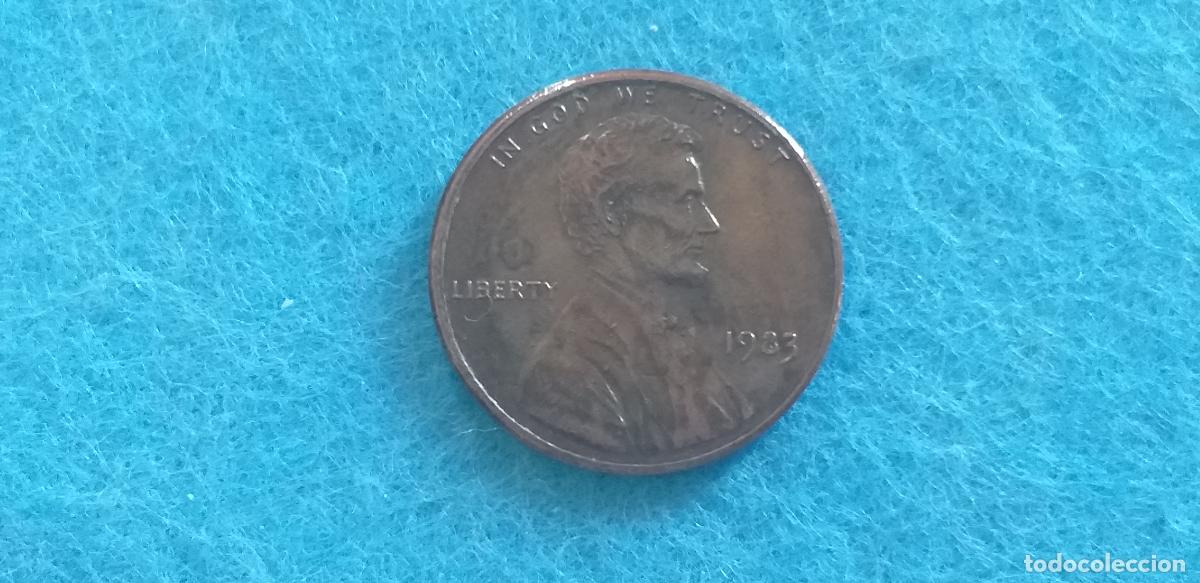 Monedas antiguas de Am&eacute;rica: MONEDA USA. ONE CENT. A&Ntilde;O 1983. ANVERSO ABRAHAM LINCOLN. REVERSO MONUMENTO A LINCOLN