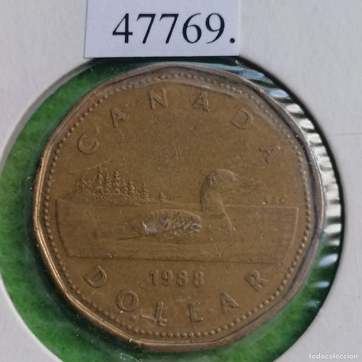 Monedas antiguas de Am&eacute;rica: Canad&aacute; 1 d&oacute;lar 1988, escribe al menos 20 caracteres