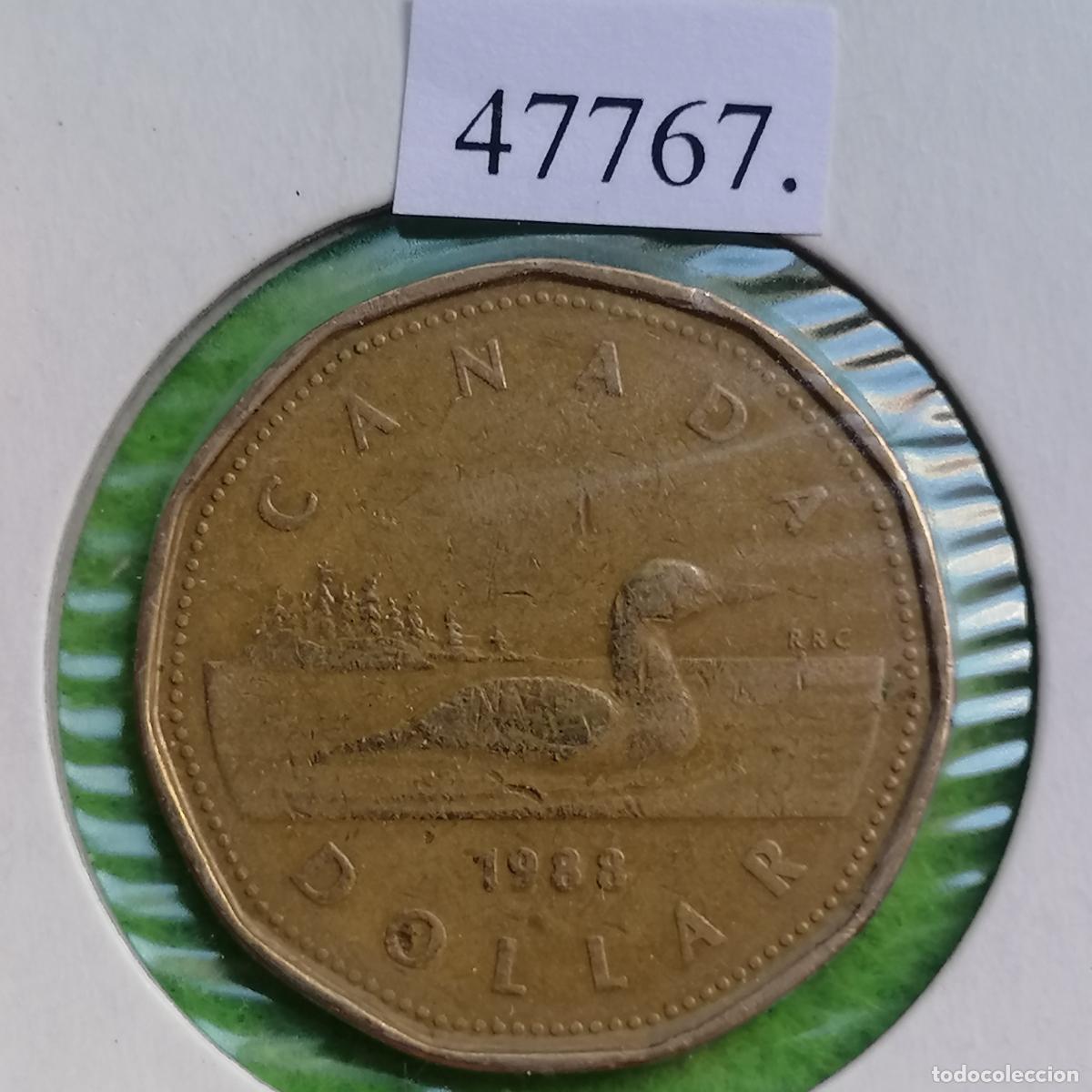 Monedas antiguas de Am&eacute;rica: Canad&aacute; 1 d&oacute;lar 1988, escribe al menos 20 caracteres