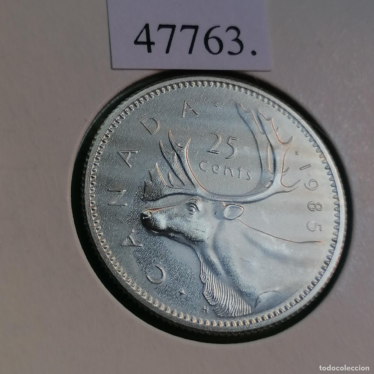 Monedas antiguas de Am&eacute;rica: Canad&aacute; 25 c&eacute;ntimos 1985