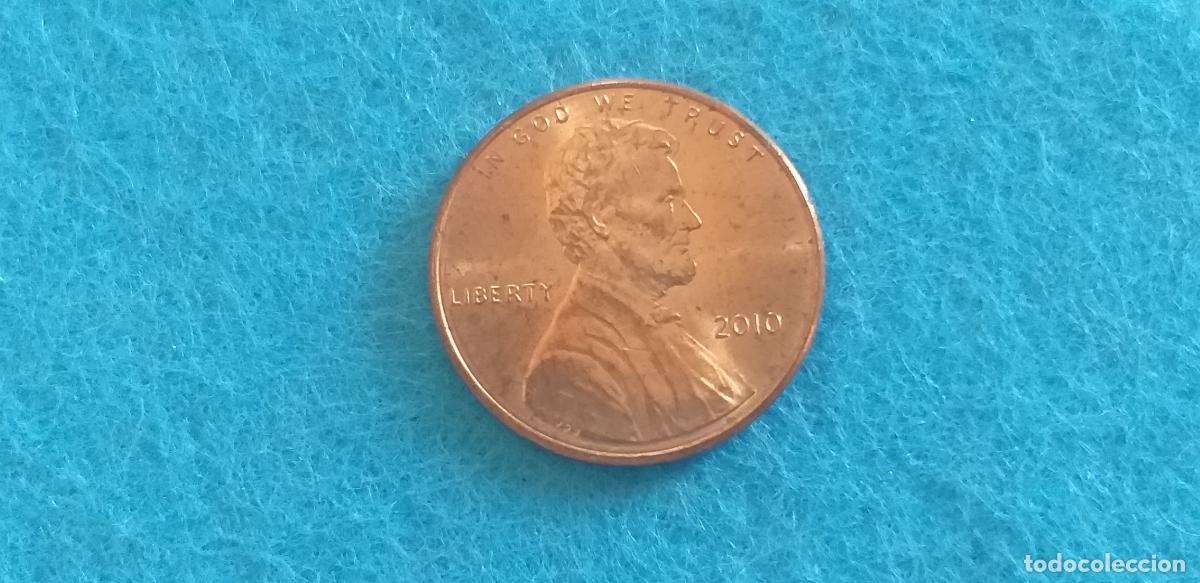 Monedas antiguas de Am&eacute;rica: MONEDA USA. ONE CENT. A&Ntilde;O 2010. ANVERSO ABRAHAM LINCOLN. REVERSO ESCUDO E PLURIBUS UNUM.