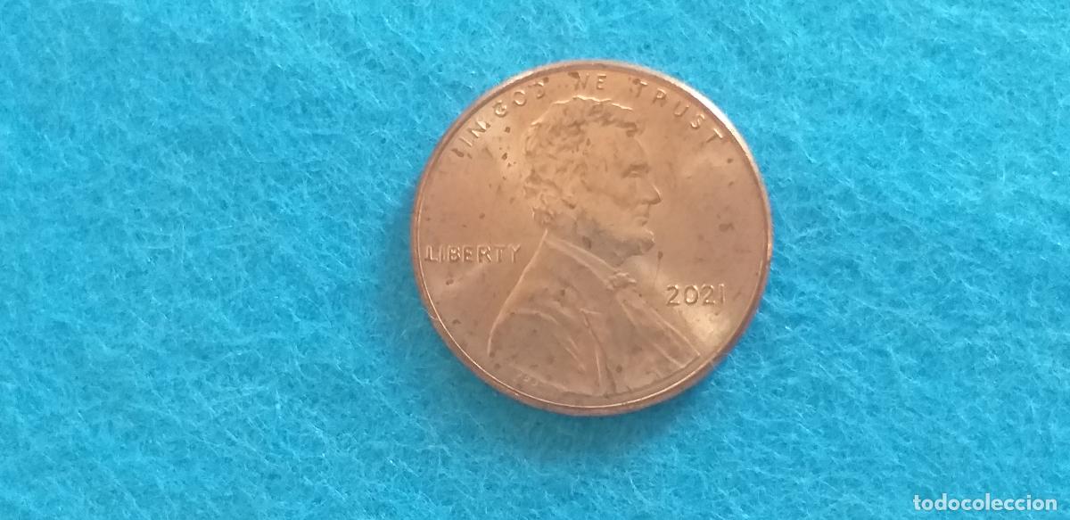 Monedas antiguas de Am&eacute;rica: MONEDA USA. ONE CENT. A&Ntilde;O 2021. ANVERSO ABRAHAM LINCOLN. REVERSO ESCUDO E PLURIBUS UNUM.