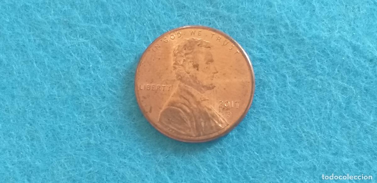 Monedas antiguas de Am&eacute;rica: MONEDA USA. ONE CENT. A&Ntilde;O 2017. P. ANVERSO ABRAHAM LINCOLN. REVERSO ESCUDO E PLURIBUS UNUM.