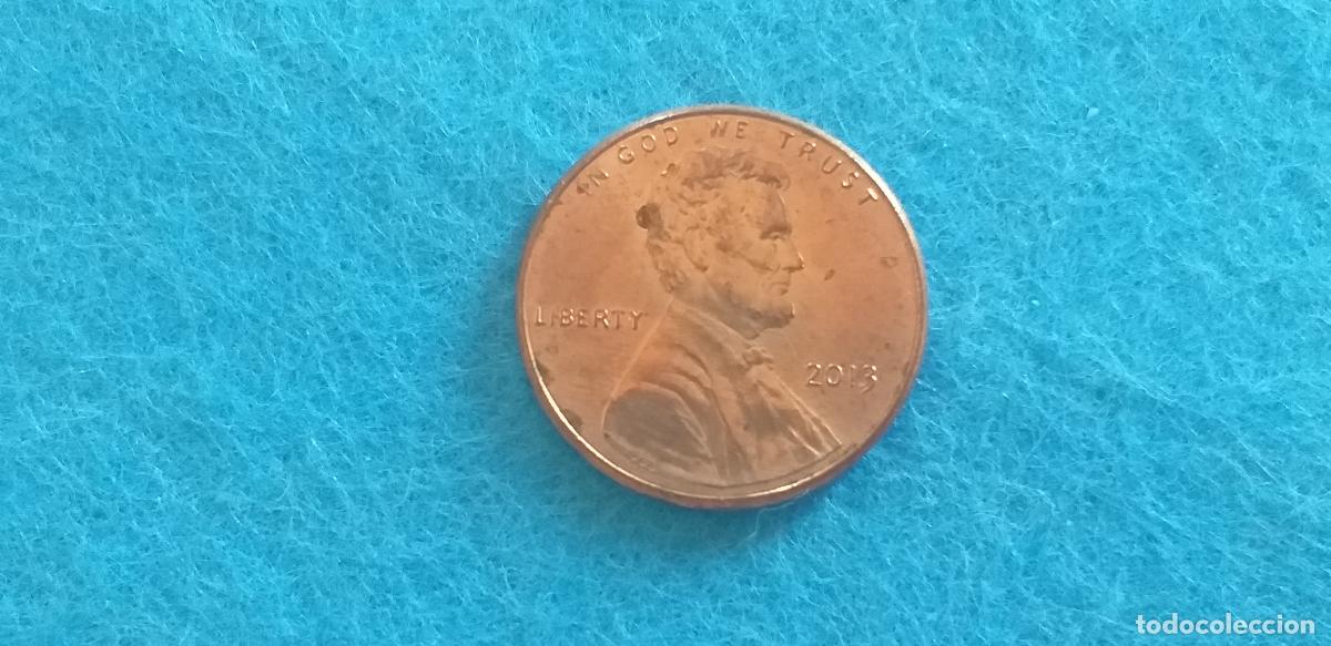 Monedas antiguas de Am&eacute;rica: MONEDA USA. ONE CENT. A&Ntilde;O 2013. ANVERSO ABRAHAM LINCOLN. REVERSO ESCUDO E PLURIBUS UNUM.