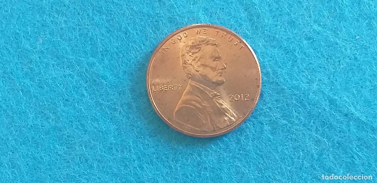 Monedas antiguas de Am&eacute;rica: MONEDA USA. ONE CENT. A&Ntilde;O 2012. ANVERSO ABRAHAM LINCOLN. REVERSO ESCUDO E PLURIBUS UNUM.