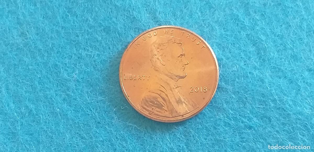 Monedas antiguas de Am&eacute;rica: MONEDA USA. ONE CENT. A&Ntilde;O 2018. ANVERSO ABRAHAM LINCOLN. REVERSO ESCUDO E PLURIBUS UNUM.