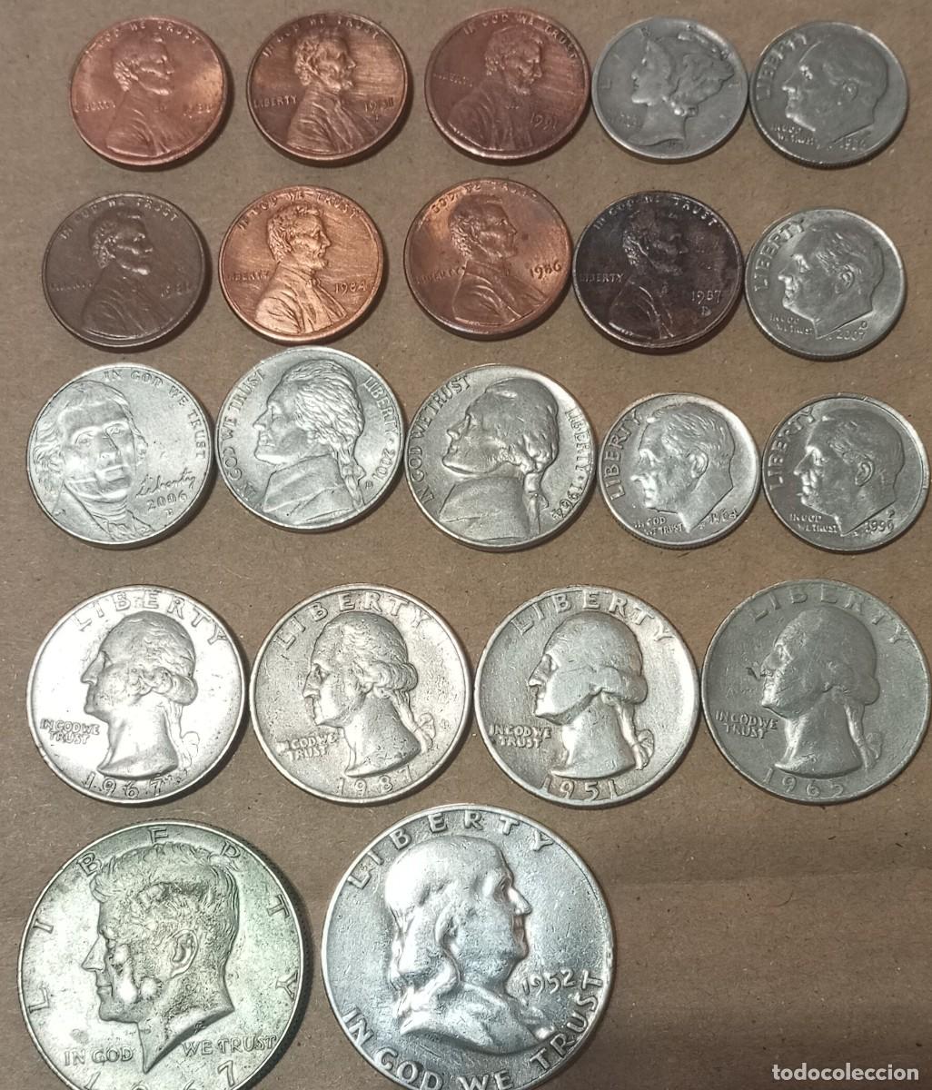 Monedas antiguas de Am&eacute;rica: LOTE N&ordm; 135-1 LOTE DE MONEDAS DE ESTADOS UNIDOS DE DIFERENTES VALORES Y ALGUNA EN PLATA
