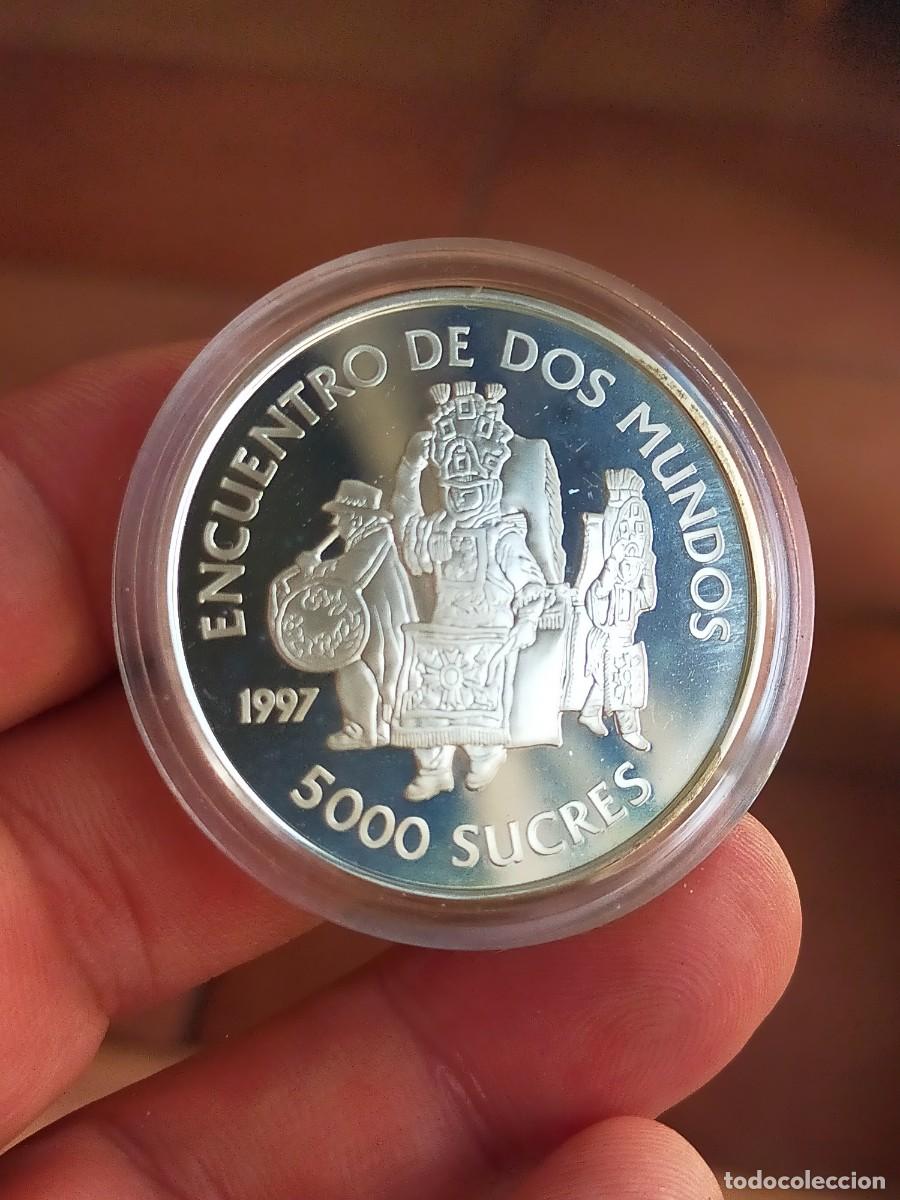 Monedas antiguas de Am&eacute;rica: MONEDA 5000 CINCO MIL SUCRES DANZAS Y TRAJES TIPICOS 1997 ECUADOR PLATA ENCUENTRO DOS MUNDOS