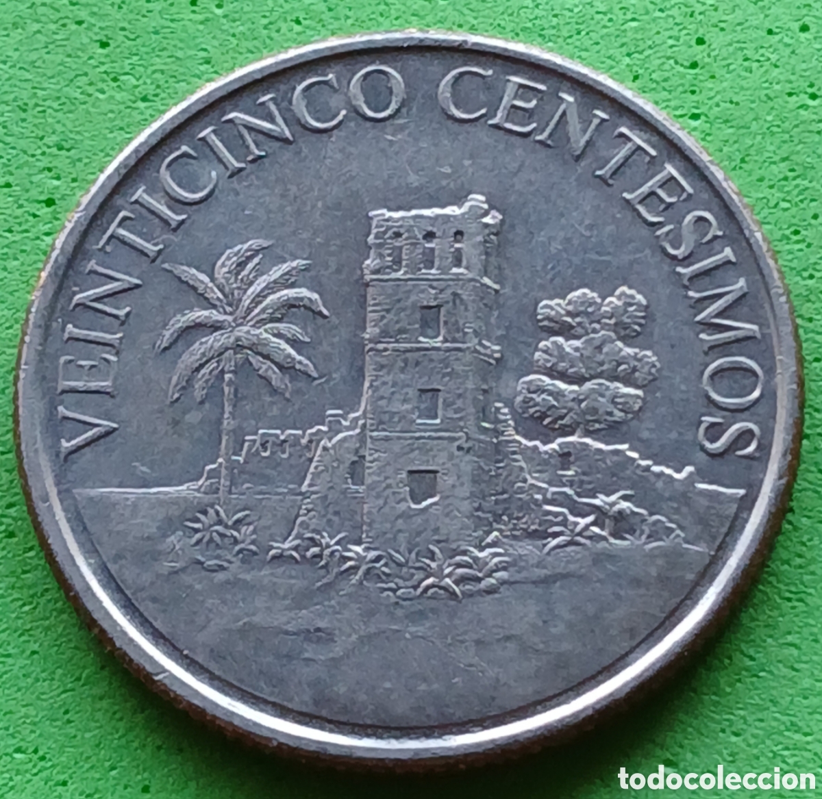 Monedas antiguas de Am&eacute;rica: Panam&aacute; 25 centesimos 2003 km#135 Torre de la Catedral