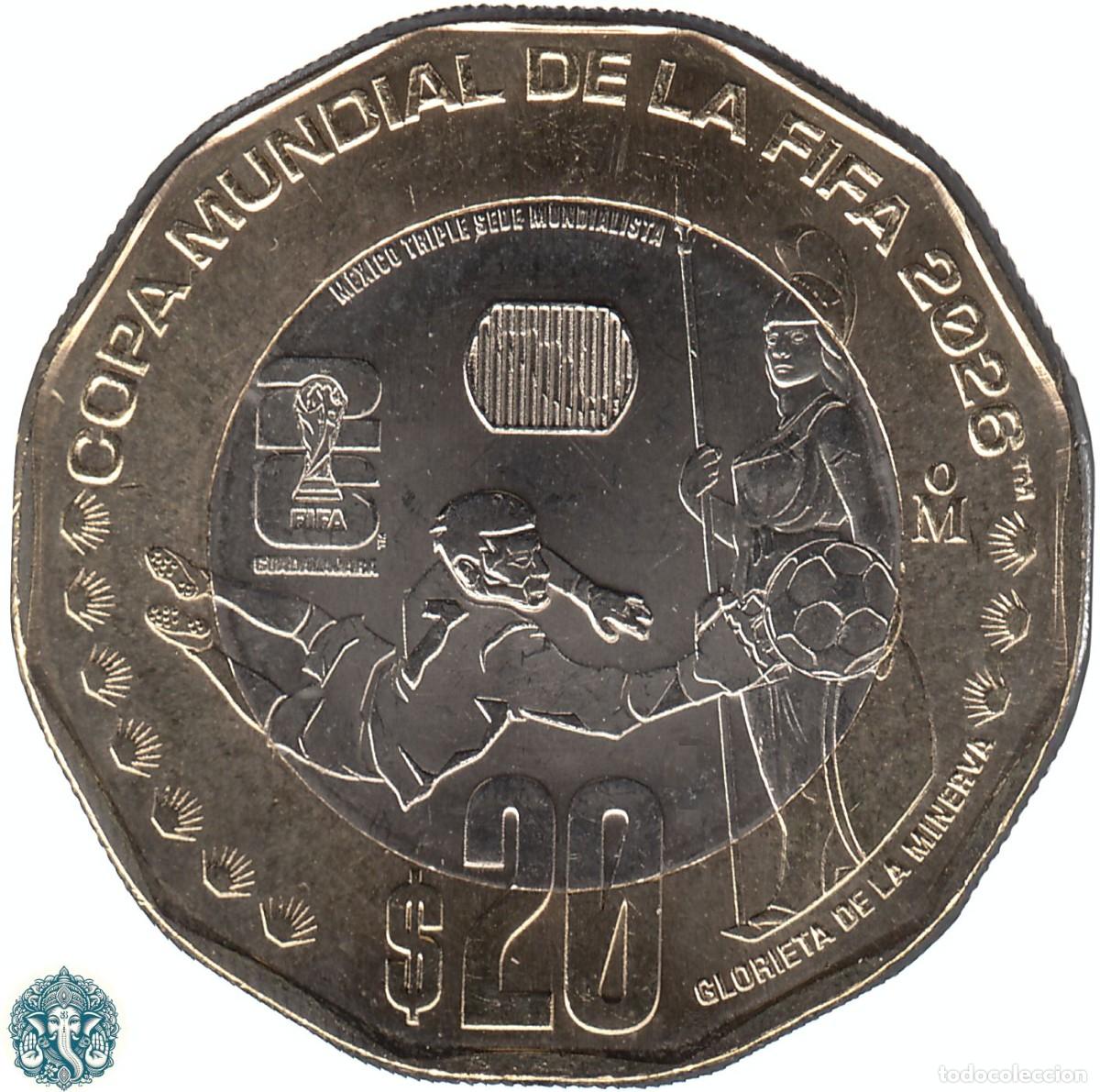 Monedas antiguas de Am&eacute;rica: MEXICO 20 Pesos 2026 FIFA 2026 Estatua de Minerva KM#- bimet&aacute;lica