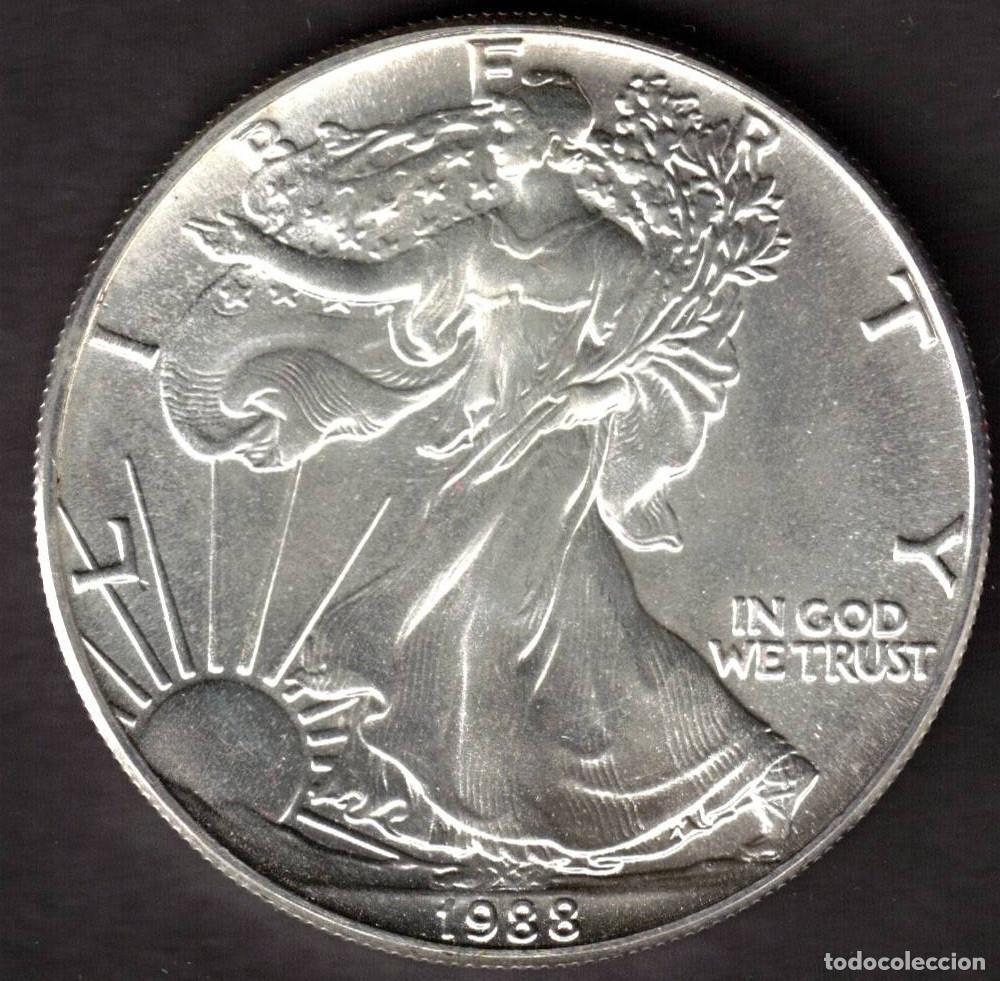 Monedas antiguas de Am&eacute;rica: MONEDA ONE DOLLAR 1988 - ESTADOS UNIDOS - 1 OZ - AMERICAN EAGLE - FINE SILVER
