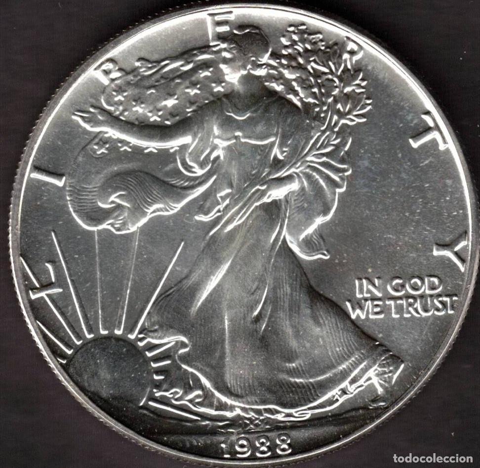 Monedas antiguas de Am&eacute;rica: MONEDA ONE DOLLAR 1988 - ESTADOS UNIDOS - 1 OZ - AMERICAN EAGLE - FINE SILVER