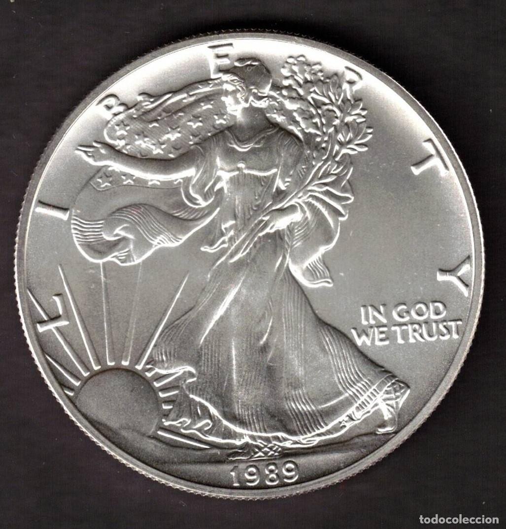 Monedas antiguas de Am&eacute;rica: MONEDA ONE DOLLAR 1989 - ESTADOS UNIDOS - 1 OZ - AMERICAN EAGLE - FINE SILVER