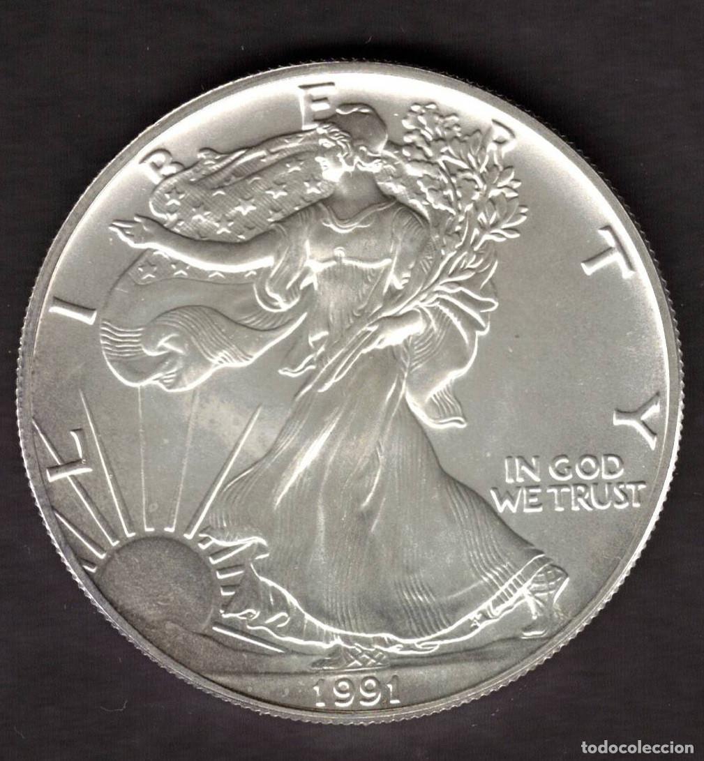 Monedas antiguas de Am&eacute;rica: MONEDA ONE DOLLAR 1991 - ESTADOS UNIDOS - 1 OZ - AMERICAN EAGLE - FINE SILVER