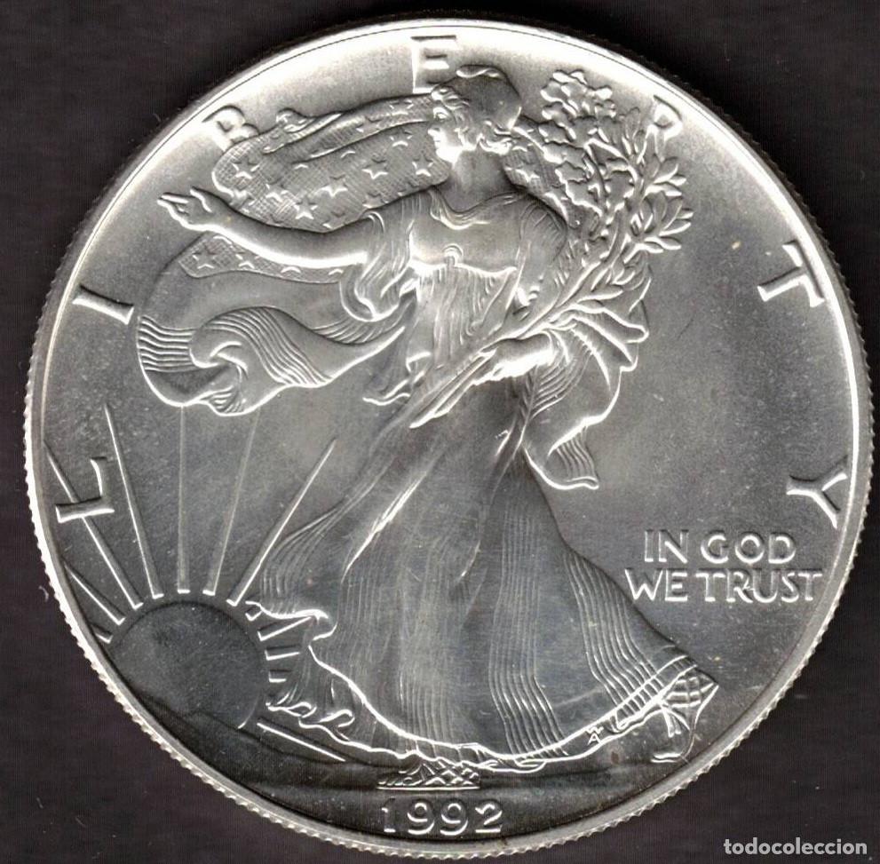 Monedas antiguas de Am&eacute;rica: MONEDA ONE DOLLAR 1992 - ESTADOS UNIDOS - 1 OZ - AMERICAN EAGLE - FINE SILVER