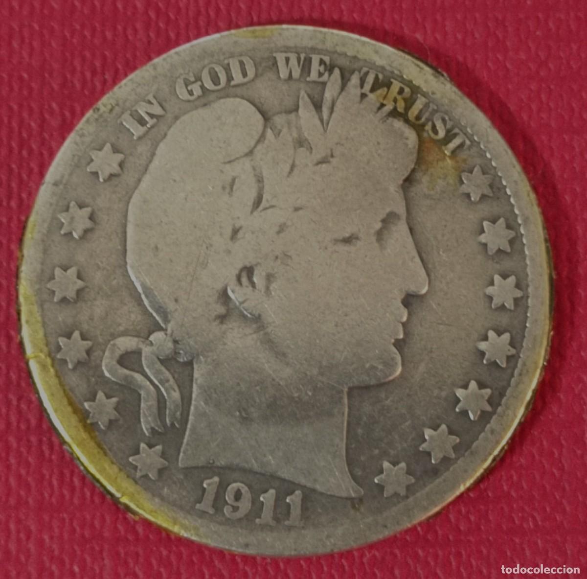 Monedas antiguas de Am&eacute;rica: MONEDA MEDIO DOLAR - BARBER - A&Ntilde;O 1911