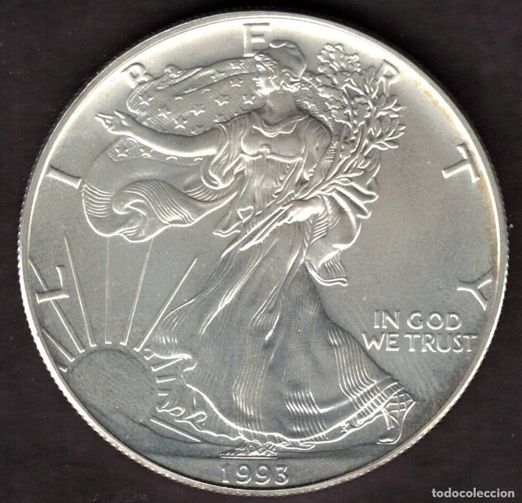 Monedas antiguas de Am&eacute;rica: MONEDA ONE DOLLAR 1993 - ESTADOS UNIDOS - 1 OZ - AMERICAN EAGLE - FINE SILVER
