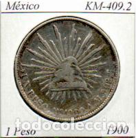 Monedas antiguas de Am&eacute;rica: M&Eacute;XICO 1900, 1 PESO, KM-409.2, M&Eacute;XICO. AG, MBC, 2 FOTOS