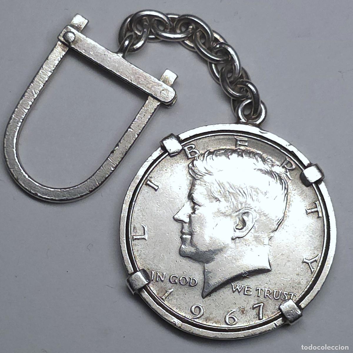 Monedas antiguas de Am&eacute;rica: LLAVERO DE PLATA MONEDA 1/2 DOLAR KENNEDY 1967