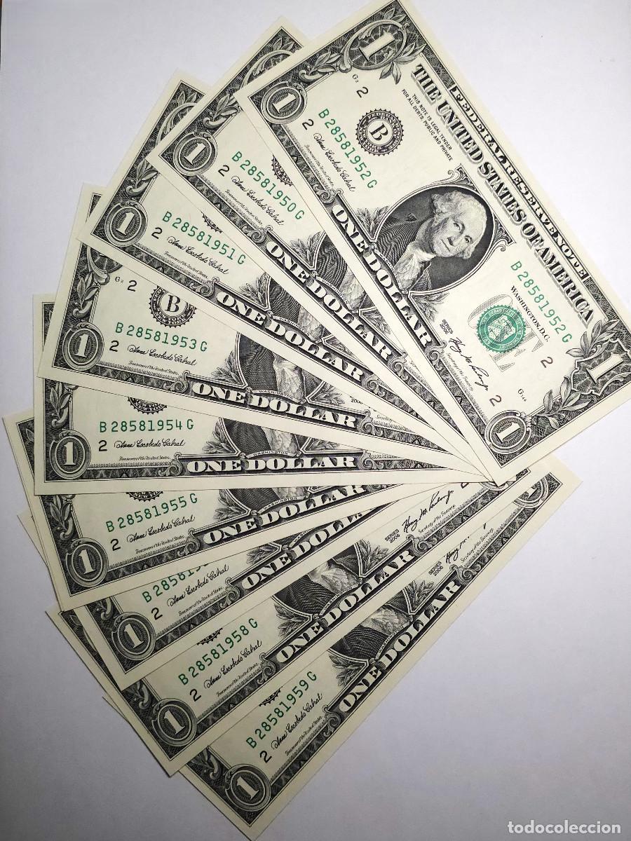 Monedas antiguas de Am&eacute;rica: LOTE 10 BILLETES CORRELATIVOS ESTADOS UNIDOS 1 DOLAR 2006, SIN CIRCULAR