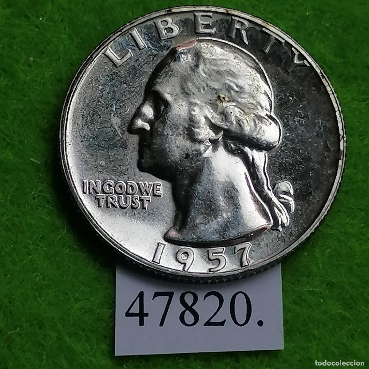 Monedas antiguas de Am&eacute;rica: Estados Unidos de America, 25 c&eacute;ntimos 1957 P, plata, centavos, cuarto, USA,