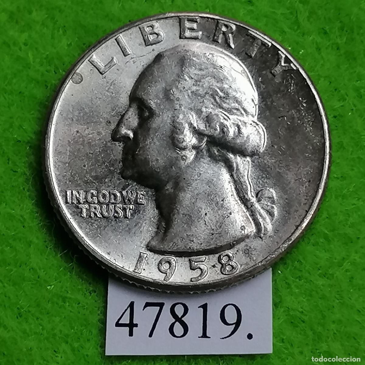 Monedas antiguas de Am&eacute;rica: Estados Unidos de America, 25 c&eacute;ntimos 1958 P, plata, centavos, cuarto, USA,