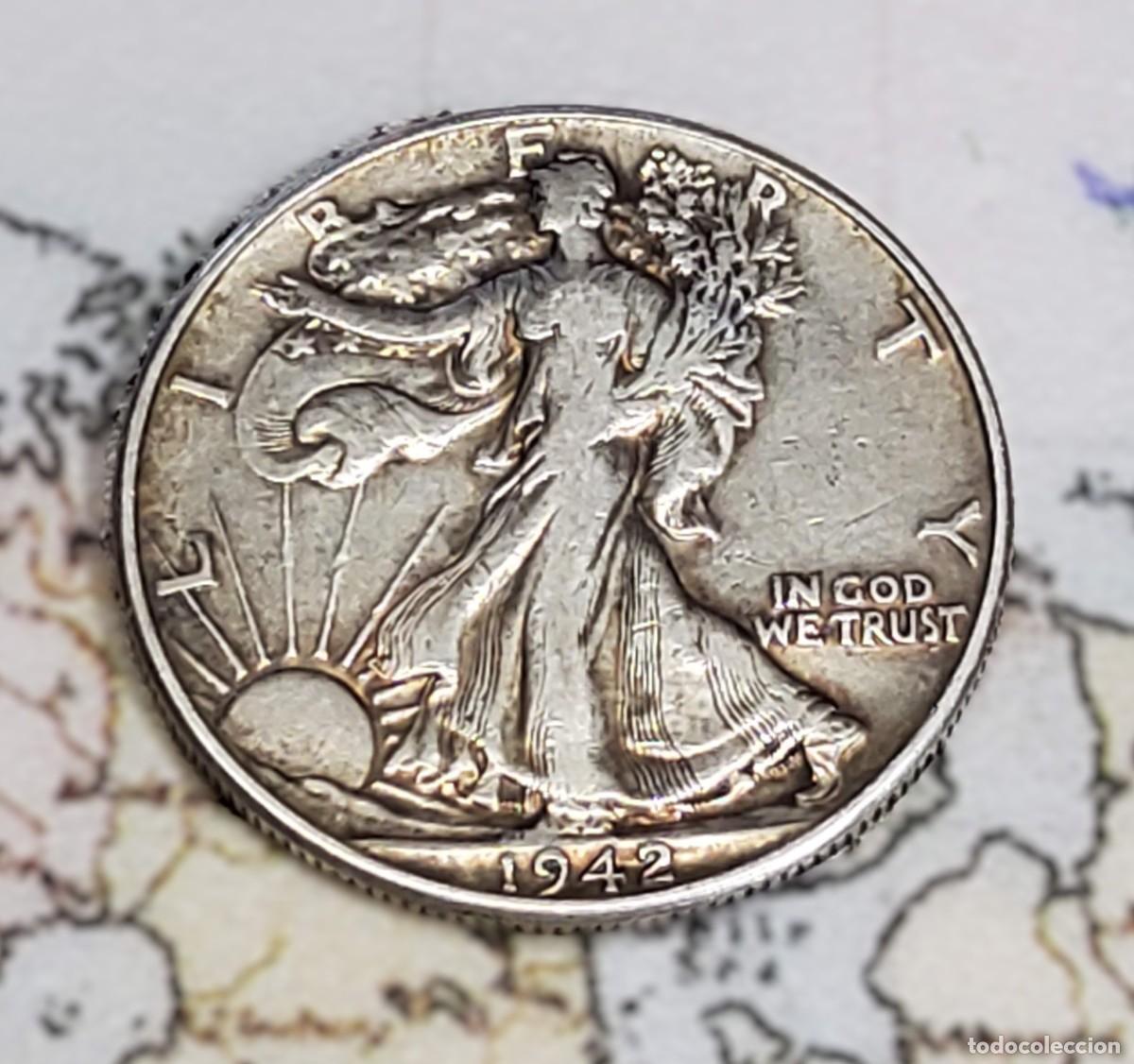 Monedas antiguas de Am&eacute;rica: 1/2 DOLAR DE PLATA DE ESTADOS UNIDOS DE 1942.EXTRAORDINARIO ESTADO DE CONSERVACI&Oacute;N.
