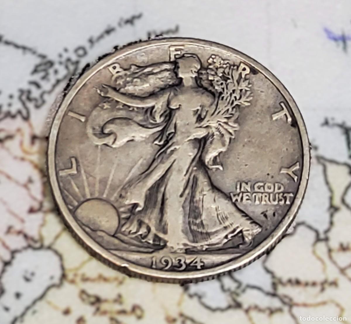 Monedas antiguas de Am&eacute;rica: 1/2 DOLAR DE PLATA DE ESTADOS UNIDOS DE 1934.MUY BUEN ESTADO DE CONSERVACI&Oacute;N.