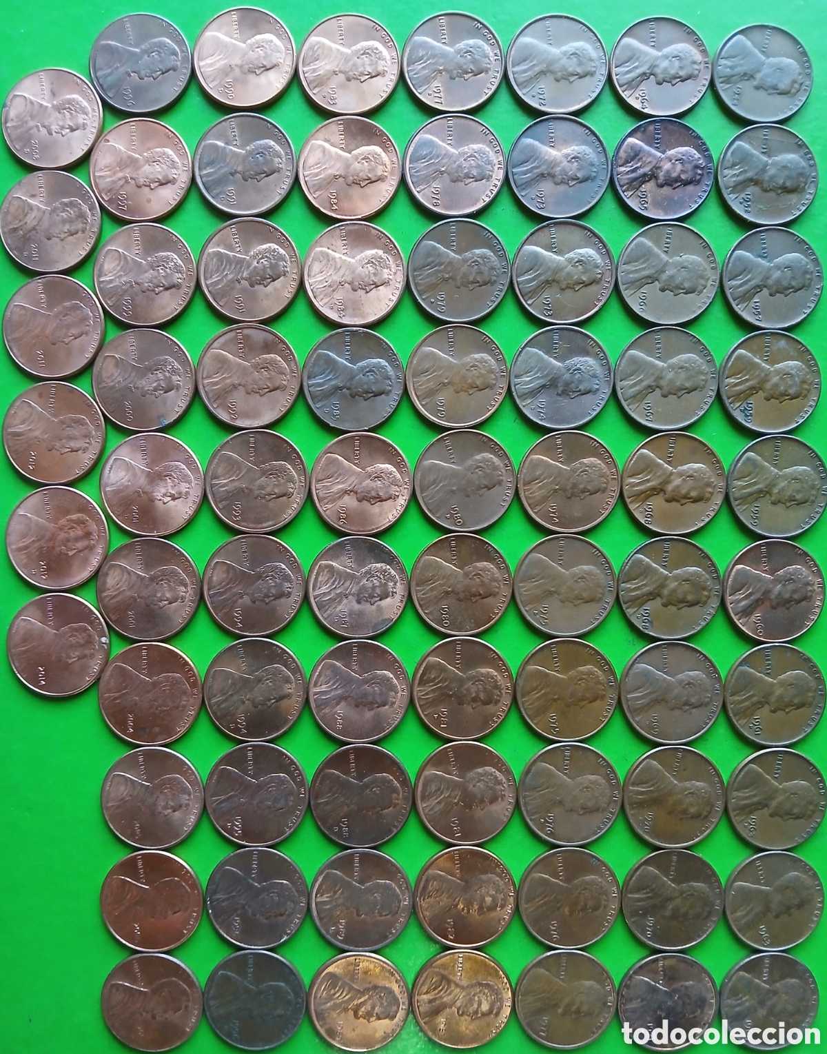 Monedas antiguas de Am&eacute;rica: USA one cent 1944-2014. Lote 76 monedas/ diferentes fechas, cecas.