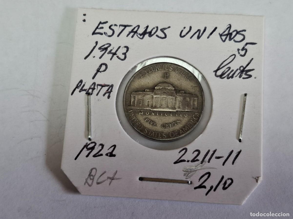 Monedas antiguas de Am&eacute;rica: 5 CENTAVOS de 1943 P de PLATA KM 192a ESTADOS UNIDOS en BC+