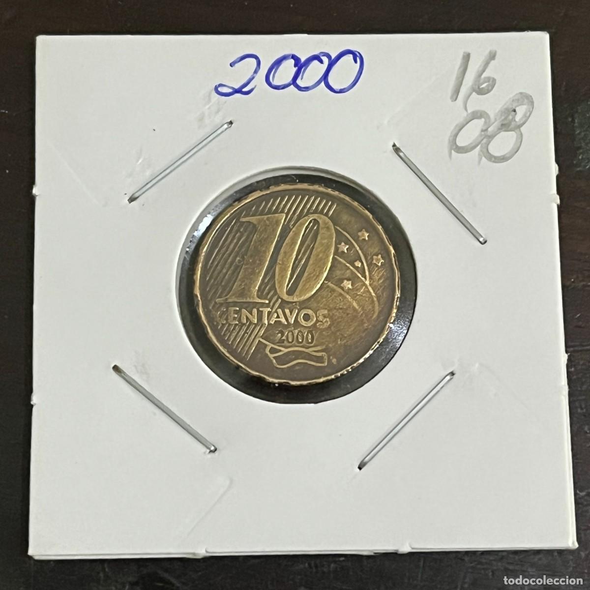 Monedas antiguas de Am&eacute;rica: Brazil Coin 10 Centavos 2000 - Brass plated Steel - KM# 649 - i1608