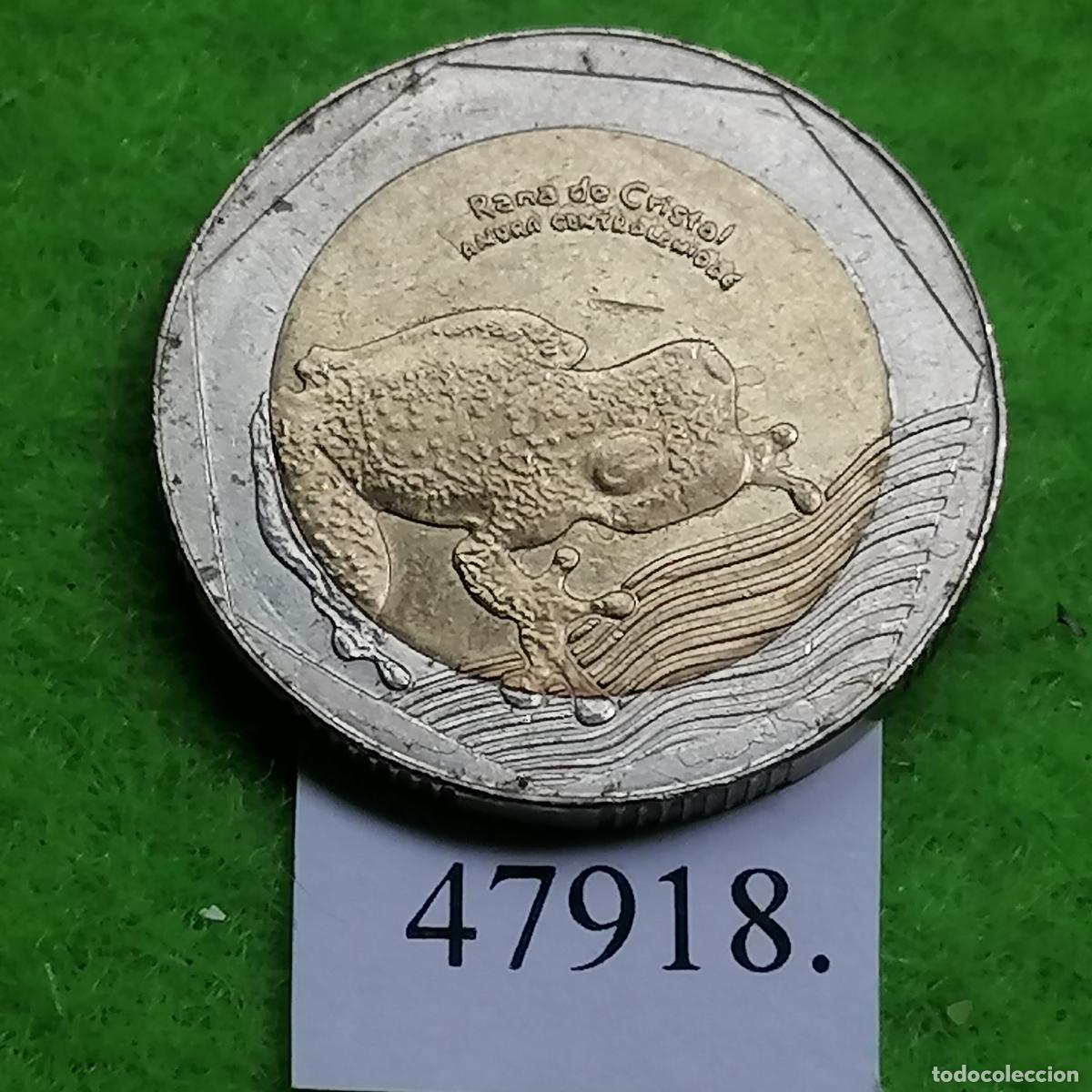 Monedas antiguas de Am&eacute;rica: Colombia, 500 pesos 2015, rana de cristal, bimet&aacute;lica