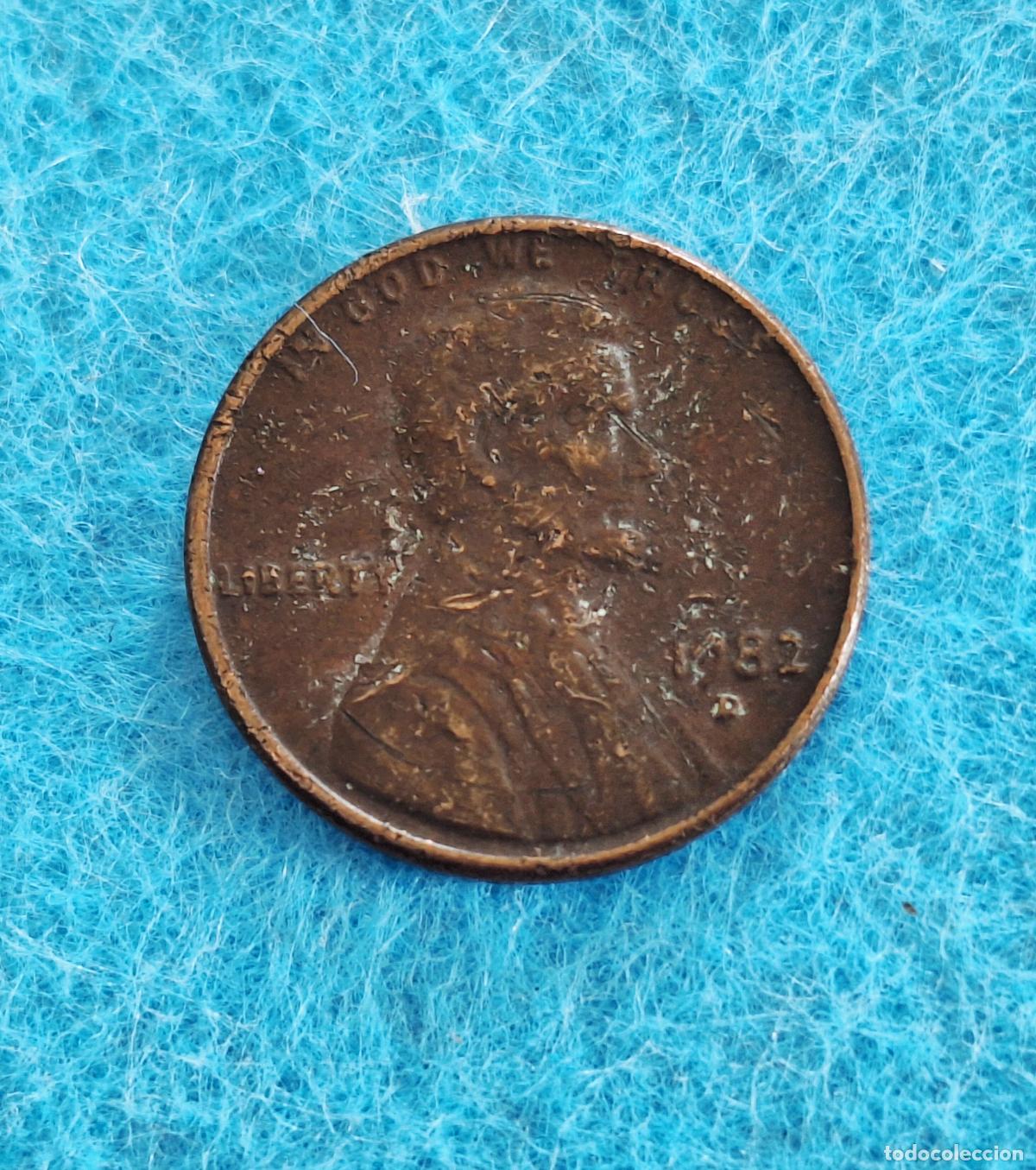 Monedas antiguas de Am&eacute;rica: MONEDA USA. ONE CENT. A&Ntilde;O 1982. D. ANVERSO ABRAHAM LINCOLN. REVERSO MONUMENTO A LINCOLN