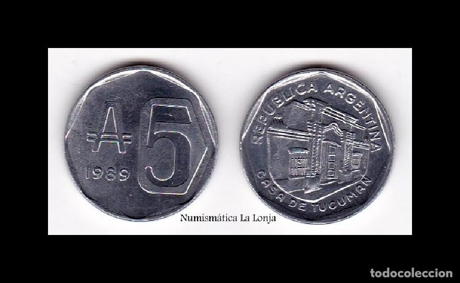 Monedas antiguas de Am&eacute;rica: Argentina 5 Australes 1989 Km 101 Sc Unc