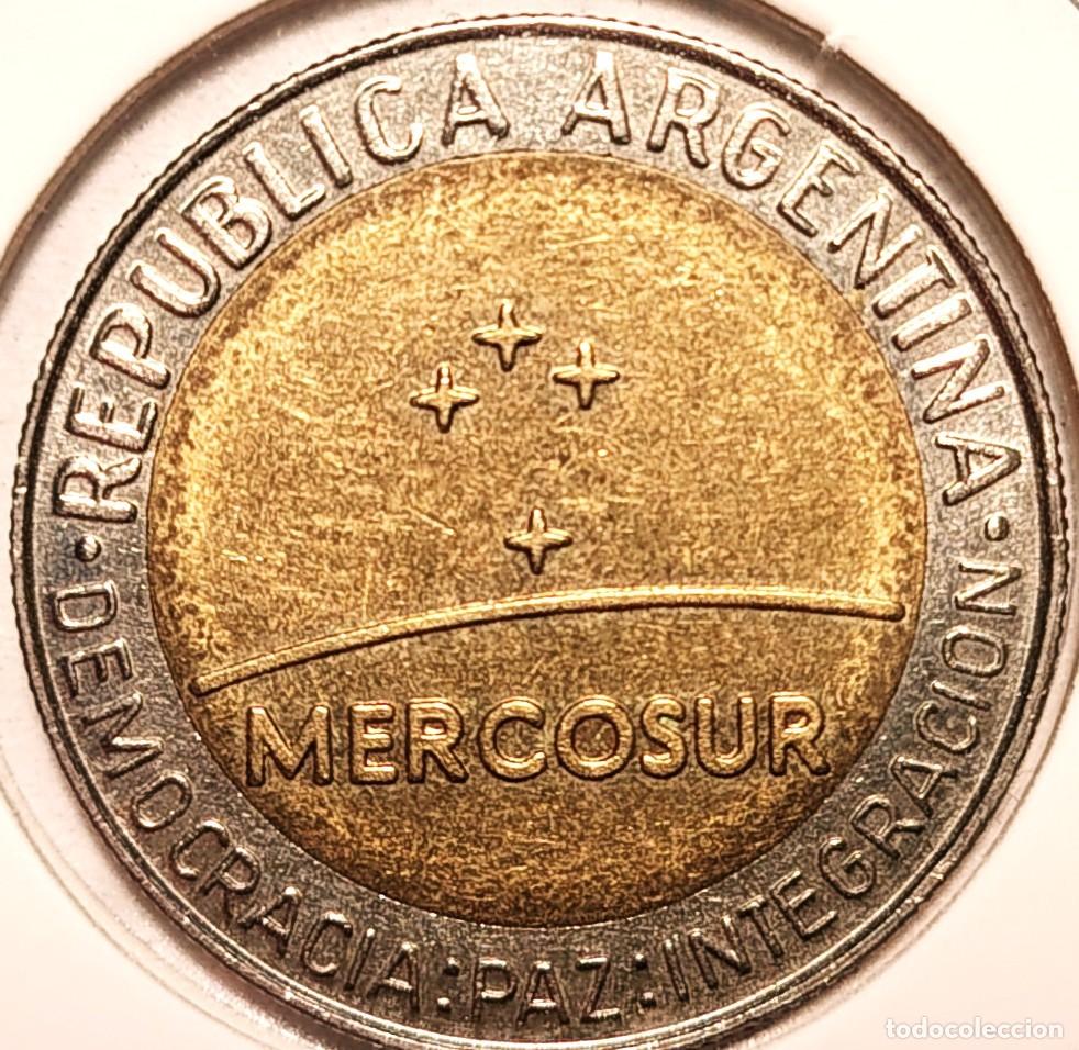 Monnaies anciennes d'Am&eacute;rique: ARGENTINA (1992-) - 1 PESO 1998 - MERCOSUR - F - 6,35 GR. BIMETALICA BRONCE DE ALUMINIO Y ARO CUPRON