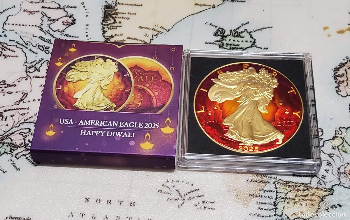 Monedas antiguas de Am&eacute;rica: 1 D&Oacute;LAR de PLATA Y ESMALTES de ESTADOS UNIDOS DEL 2025.PROOF.1 ONZA PLATA PURA 999.
