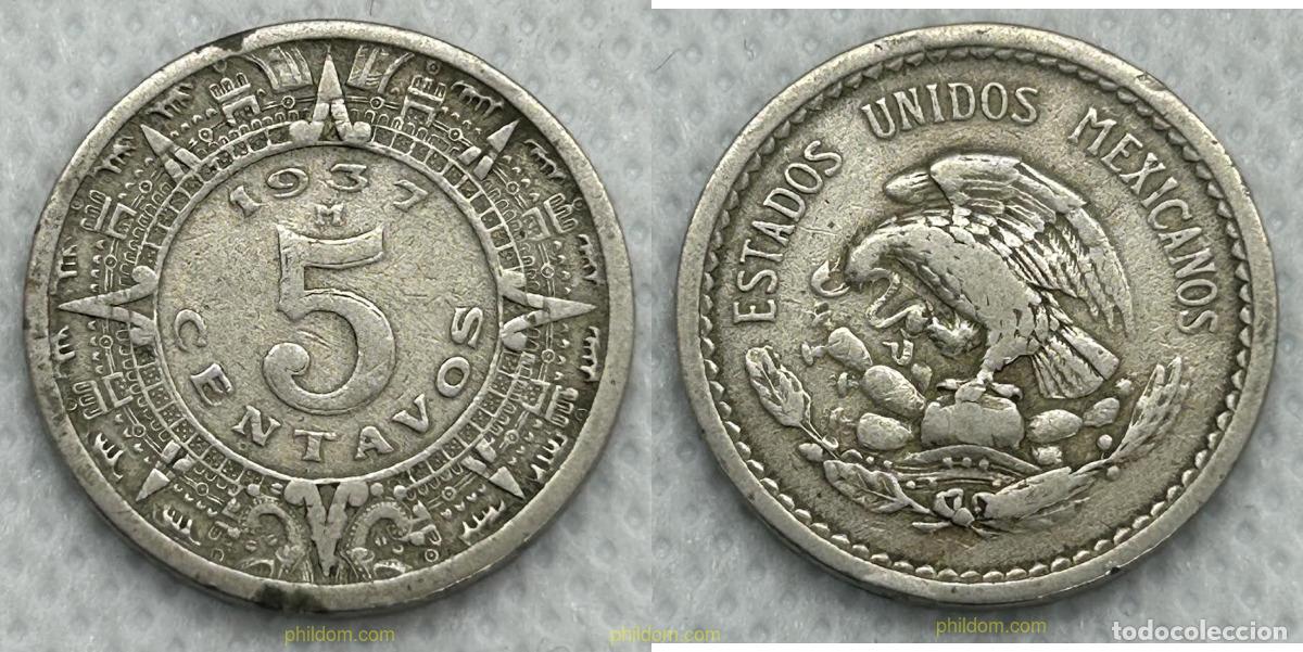 Moedas antigas da Am&eacute;rica: 3720 MEXICO 1937 MEXICO 5 CENTAVOS 1937