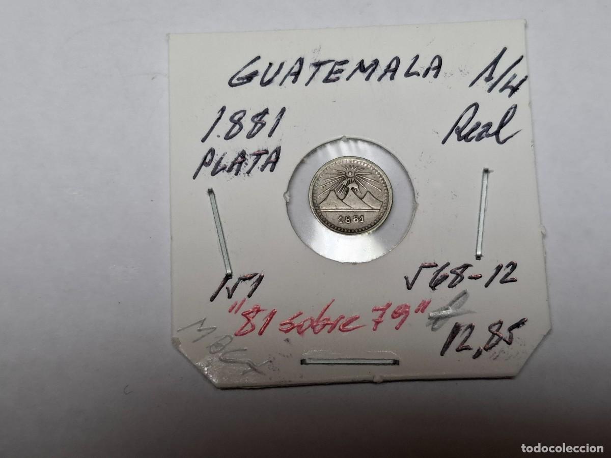 Old Coins of America: 1/4 de REAL de PLATA de 1881 KM 1151 GUATEMALA en MBC+