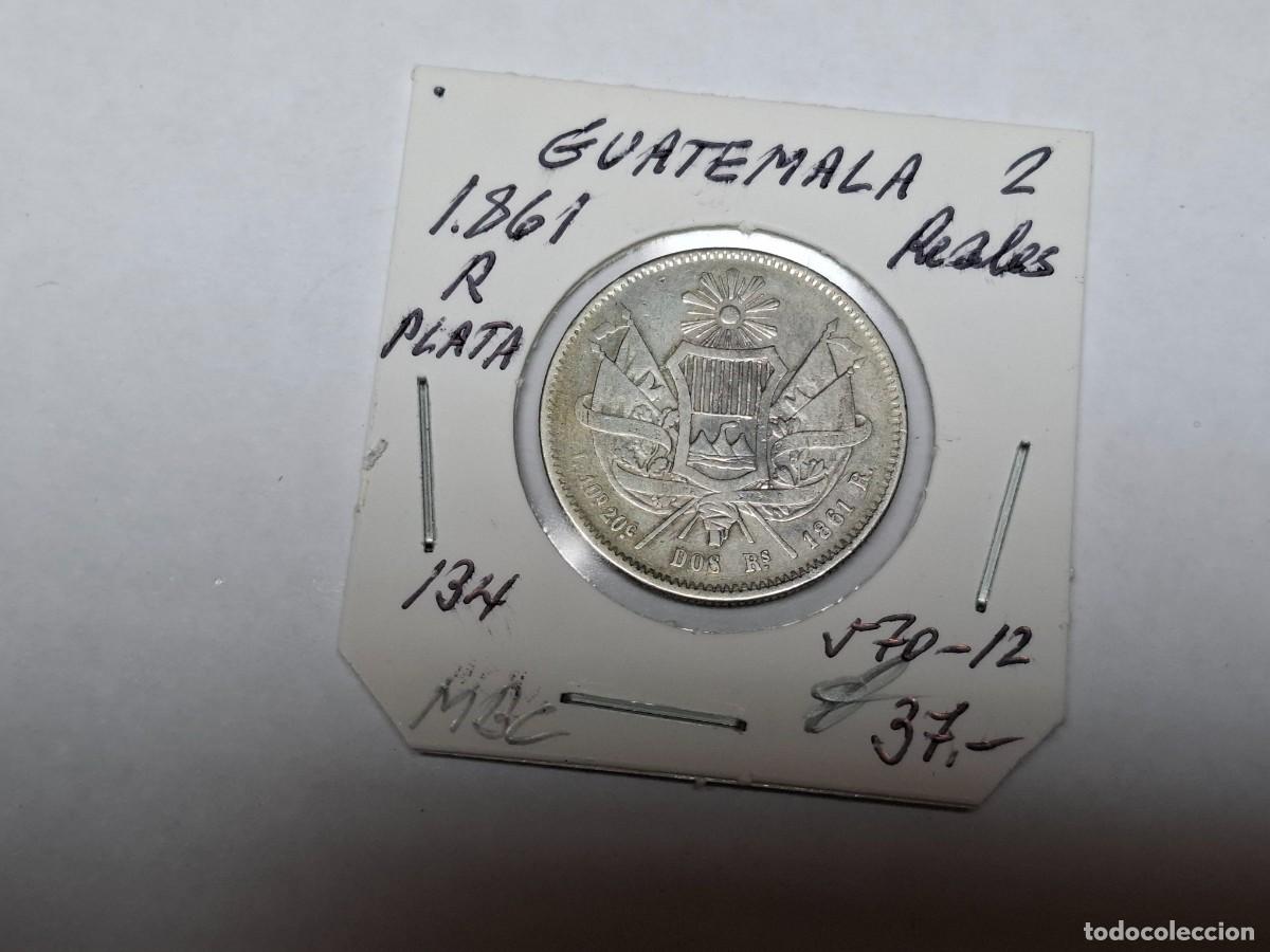 Monedas antiguas de Am&eacute;rica: 2 de REALES de PLATA de 1861 R KM 134 GUATEMALA en MBC