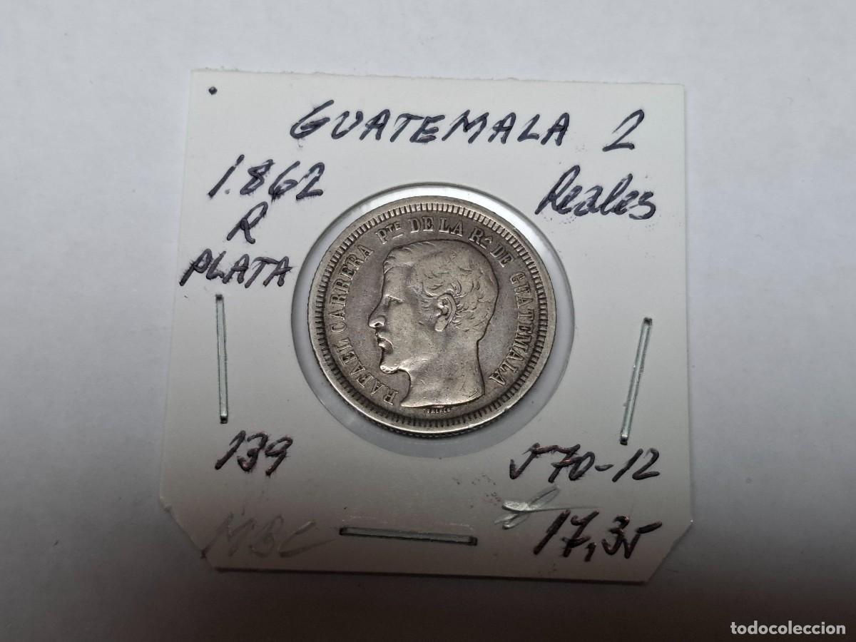 Monedas antiguas de Am&eacute;rica: 2 de REALES de PLATA de 1862 R KM 139 GUATEMALA en MBC