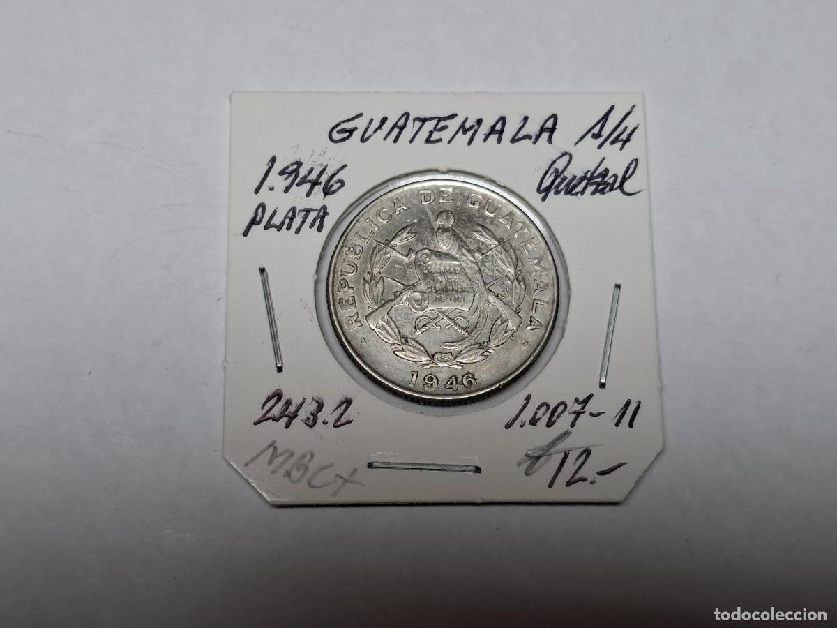 Monedas antiguas de Am&eacute;rica: 1/4 de QUETZAL de PLATA de 1946 KM 243.2 GUATEMALA en MBC+