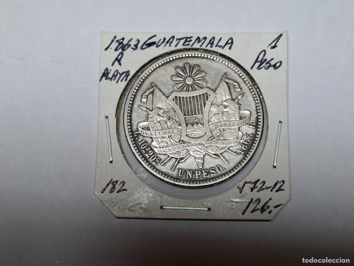 Monedas antiguas de Am&eacute;rica: 1 PESO de PLATA de 1863 R KM 182 GUATEMALA en MBC+