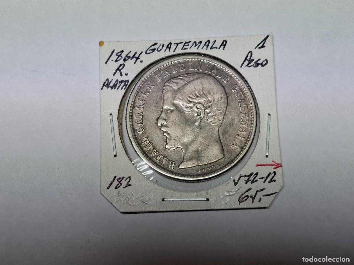 Monedas antiguas de Am&eacute;rica: 1 PESO de PLATA de 1864 R KM 182 GUATEMALA en MBC+