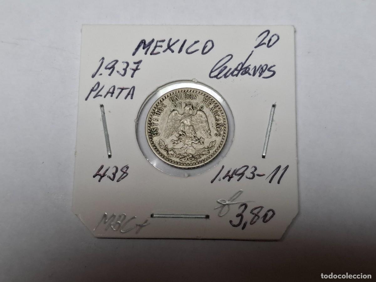 Monedas antiguas de Am&eacute;rica: 20 CENTAVOS de PLATA de 1937 KM 438 MEXICO en MBC+